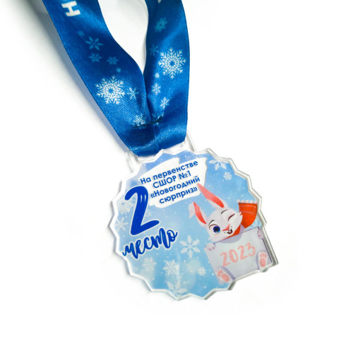 Медаль из акрила 1-слойная с УФ-печатью D-40, толщина 10 мм
