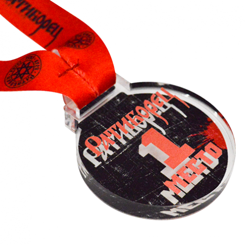 Медаль из акрила 1-слойная с УФ-печатью D-40, толщина 10 мм